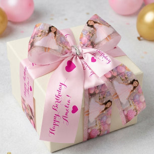 Ruban En Satin Fête d'anniversaire personnalisée pour fille avec