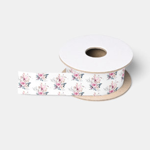 Ruban En Satin Fête de naissance bébé en fleurs rose