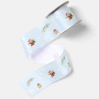 Ruban En Satin Fête de Noël aquarelle amusante abeille enfant de