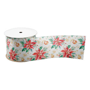 Ruban En Satin Fête de Noël Poinsettia Flowers