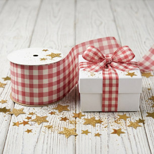 Ruban En Satin Fête d'enfants aux fruits doux en gingham rouge