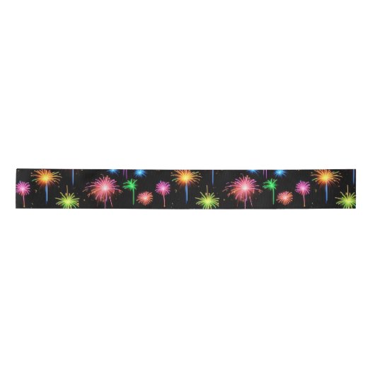 Ruban En Satin Feu d'artifice Neon Noir (Devant)