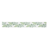 Ruban En Satin Feuillage De Verdure Motif Élégant Vert Et Blanc (Devant)
