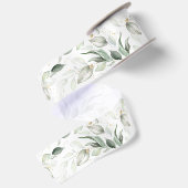 Ruban En Satin Feuillage élégant de verdure dorée blanc (Dos)