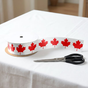 Ruban En Satin Feuille d'érable rouge à onze pointes du drapeau c