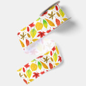 Ruban En Satin Feuilles d'automne blanc (Dos)