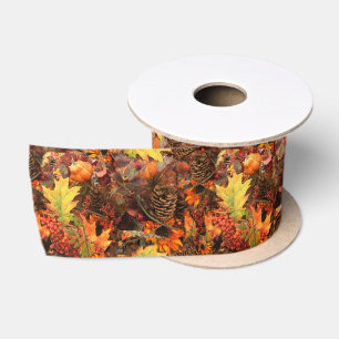 Ruban En Satin Feuilles d'automne colorées
