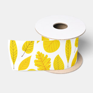 Ruban En Satin Feuilles d'automne en jaune