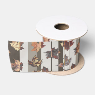 Ruban En Satin Feuilles de couleur d'automne de bande