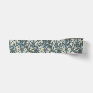 Ruban En Satin Feuilles d'eucalyptus botaniques gris ardoise aqua