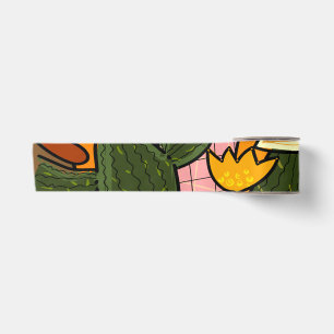 Ruban En Satin Feuilles et fleurs tropicales abstraites