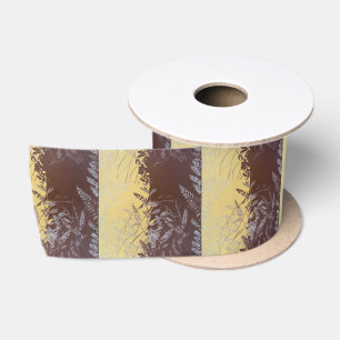 Ruban En Satin Feuilles minimales botaniques japonaises dorées lé