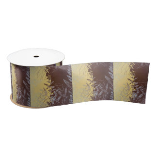 Ruban En Satin Feuilles minimales botaniques japonaises dorées lé
