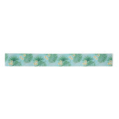 Ruban En Satin Feuilles tropicaux et fleurs (Devant)