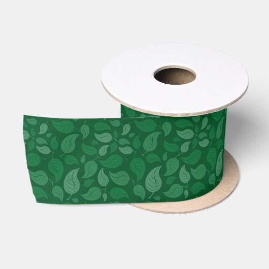 Ruban En Satin Feuilles verts (Bobine)