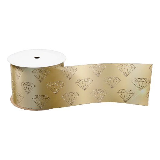 Ruban En Satin Fiançailles Mariage or Diamond Elegant (Bobine)