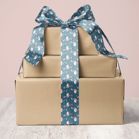 Ruban En Satin Flamant rose Noël tropical