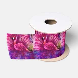 Ruban En Satin Flamant rose rose Abstrait Whimsical Personnalisé