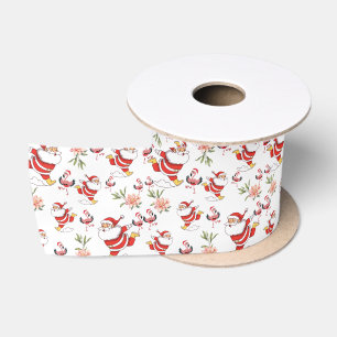 Ruban En Satin Flamant rose tropical Père Noël Motif de Noël
