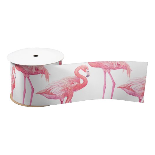 Ruban En Satin Flamants roses (Bobine)