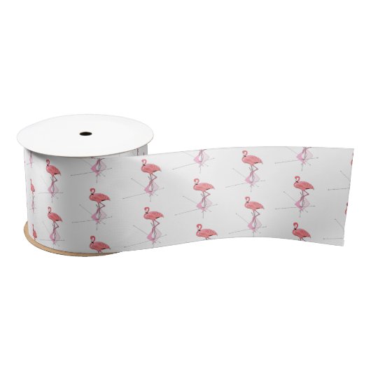 Ruban En Satin Flamants roses Moyen-siècle moderne Retro atomique (Bobine)