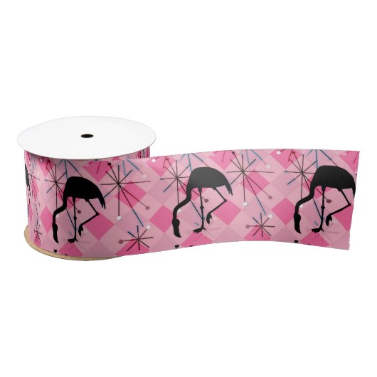 Ruban En Satin Flamants roses rétro Starburst moderne atomique du (Bobine)