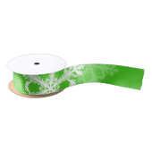 Ruban En Satin Flammes de neige blanches vertes Noël minimal (Bobine)