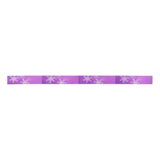 Ruban En Satin Flammes de neige violettes blanches Noël minimalis (Devant)