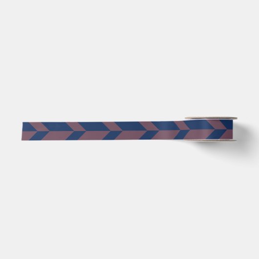 Ruban En Satin Flèche à deux tons gras Chevron Bleu foncé rose (Devant)