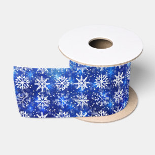 Ruban En Satin Flèche de neige répétée à neige bleue