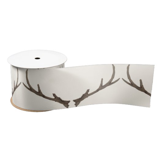 Ruban En Satin Flèche et crème et bleu chics rustiques d'Antler (Bobine)