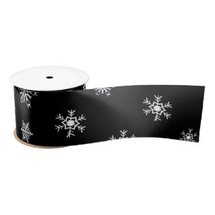 Ruban En Satin Flèches de neige noires et blanches Cadeau de Noël