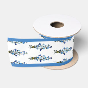 Ruban En Satin Fleur aquarelle bleue bohème