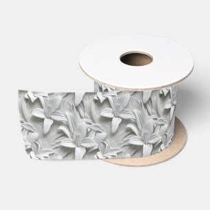 Ruban En Satin Fleur blanche Motif sans couture