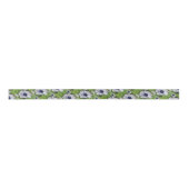 Ruban En Satin Fleur d'anémone bleu marine (Devant)