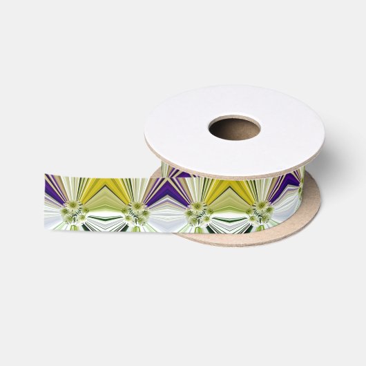 Ruban En Satin Fleur de botanique moderne blanche (Bobine)