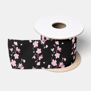 Ruban En Satin Fleur de cerisiers - Noir
