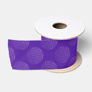 Ruban En Satin Fleur de vie / Blume des Lebens - Violet motif