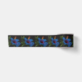 Ruban En Satin Fleur d'Hibiscus Bleu Florant, (Devant)