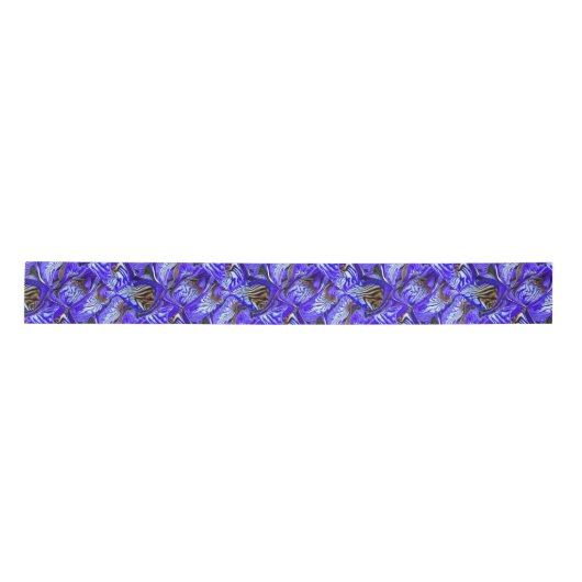 Ruban En Satin Fleur Iris Violet / Esthétique / Carrelé / (Devant)
