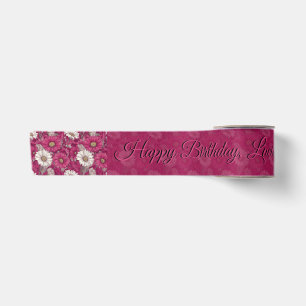 Ruban En Satin Fleur Marguerite Florale Joyeux Anniversaire Pour