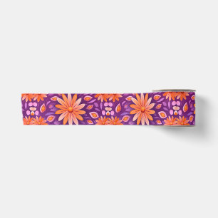 Ruban En Satin Fleur Orange Violet et Blanc 4
