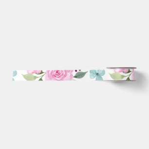 Ruban En Satin Fleur rose aquarelle sans couture