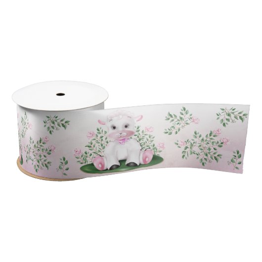 Ruban En Satin Fleur rose d'agneau (Bobine)