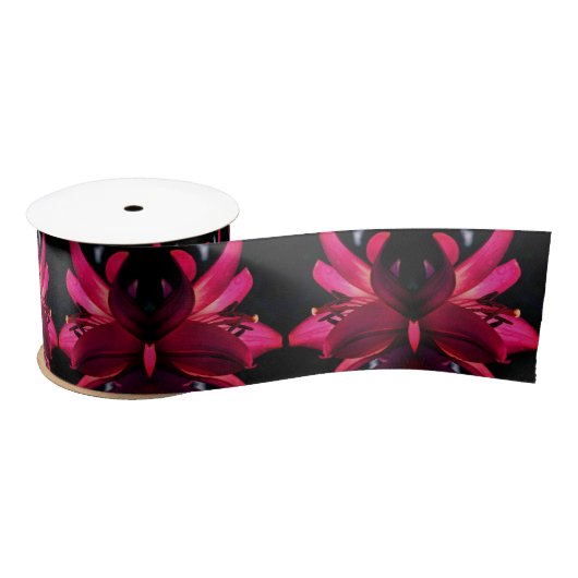 Ruban En Satin Fleur rouge Abstraite (Bobine)