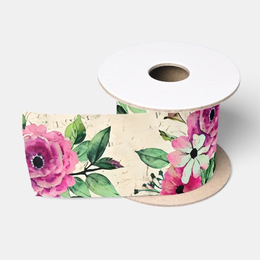Ruban En Satin Fleur Vintage (Bobine)