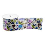 Ruban En Satin Fleur violet et bleu (Bobine)