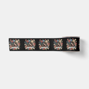 Ruban En Satin Fleurs 250 Ans Anniversaire Amérique USA 250e Bi
