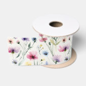 Ruban En Satin Fleurs à l'aquarelle (Bobine)