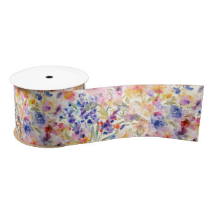 Ruban En Satin Fleurs aquarelles romantiques, peinture douce et j
